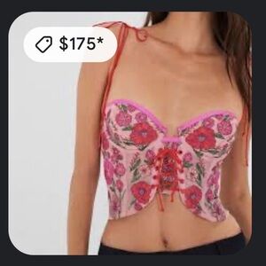 For Love And Lemons Pink and Red Floral Crop Top